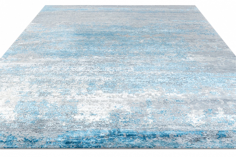 Индийский ковер из шерсти и шёлка «WEST HOLLYWOOD» PJ2103-BLUE-GREY