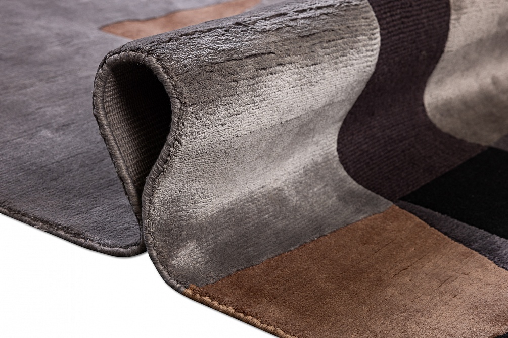 Индийский ковер из шерсти, шёлка и эвкалиптового шёлка «TECTONIC» D2-C5