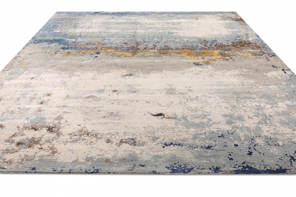 Индийский ковер из бамбукового шёлка, шерсти и хлопка «CHAOS THEORY» ESK351-AWHITE-FDENIM 3