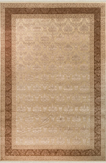 Индийский ковер из шерсти и арт-шёлка «KING OF AGRA» NO54-CRE-GLD