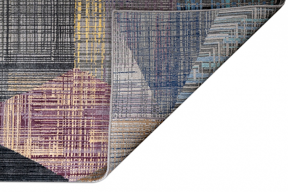 Индийский ковер из бамбукового шёлка и шерсти «UNSTRING» SRB730-CGRAY-FDENIM