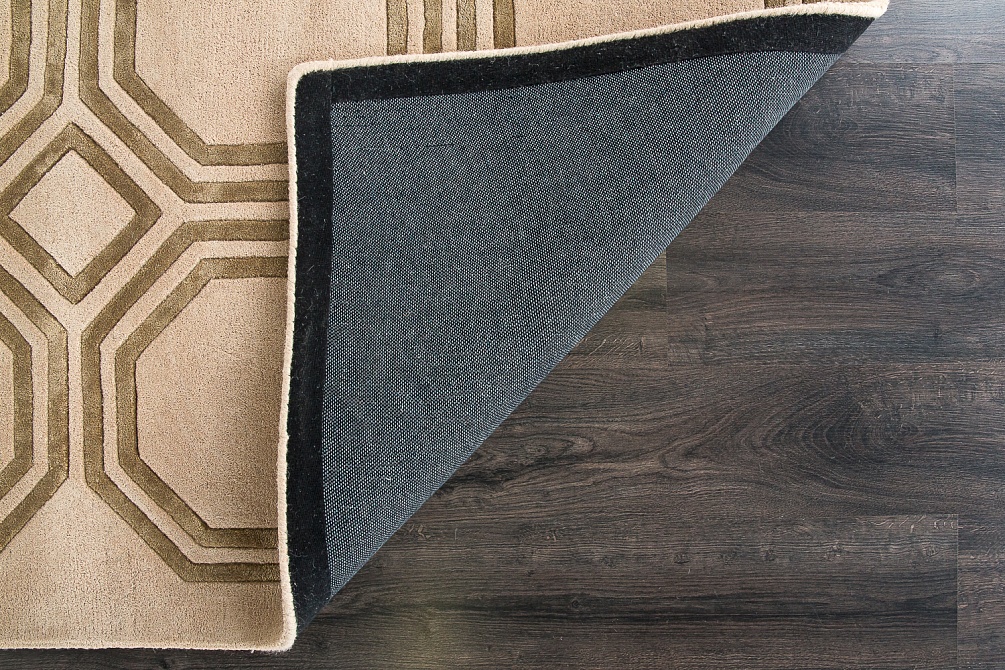 Индийский ковер из арт-шёлка и шерсти «OCTAGON RUG» LIGHT BEIGE