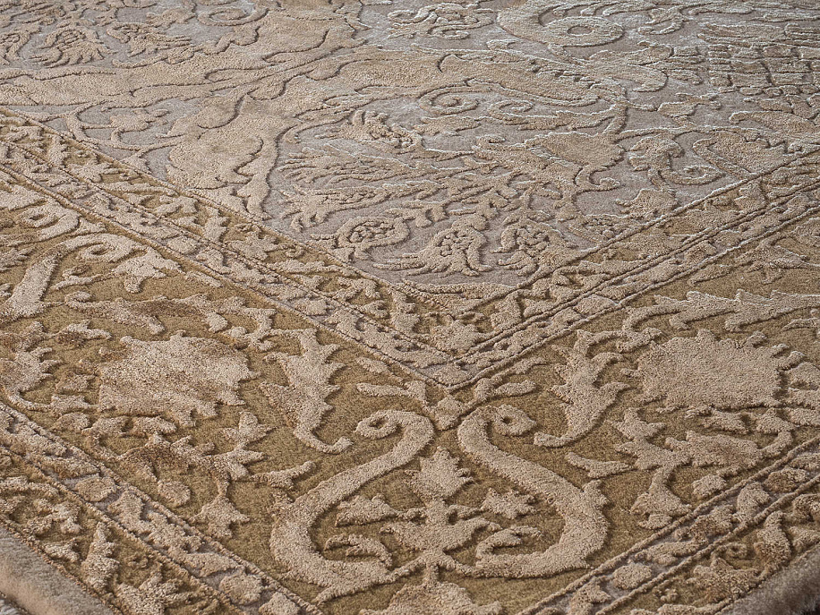 Индийский ковёр из шерсти и арт-шёлка «KING OF AGRA» RO150-CRE-GLD