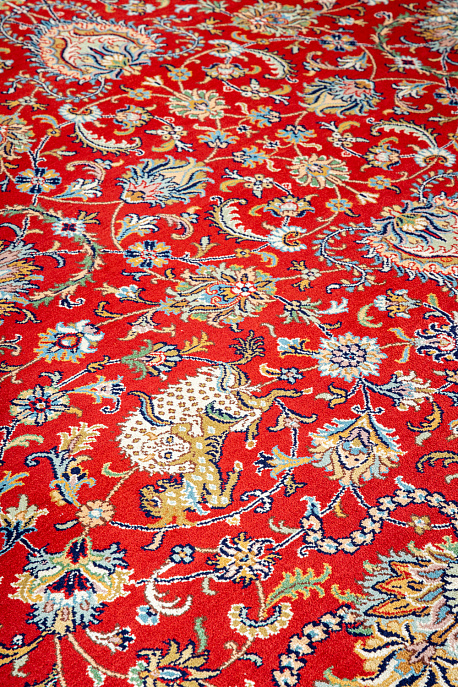 Индийский ковёр из шёлка «KASHMIR SILK 18Х18» ROCK FELLER RED
