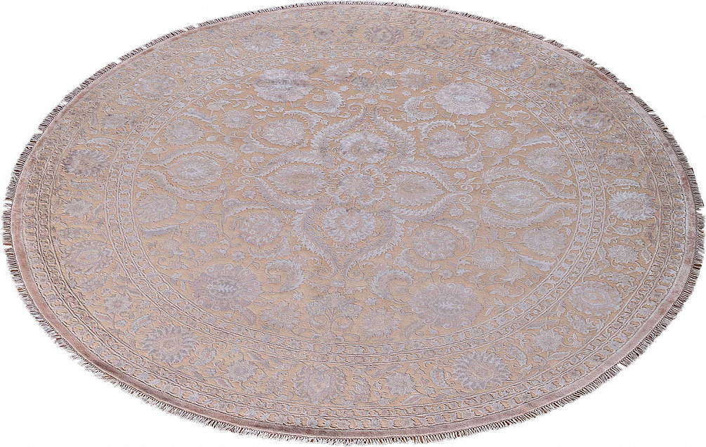 Индийский ковёр из шерсти и арт-шёлка «AGRA R» AK1148-4-CRE-CRE DO 12(Round)
