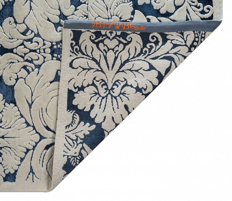 Непальский ковер из шерсти и шёлка «ART COLLECTION» DAMASK GR-D.BLUE-L.BLUE(90275)
