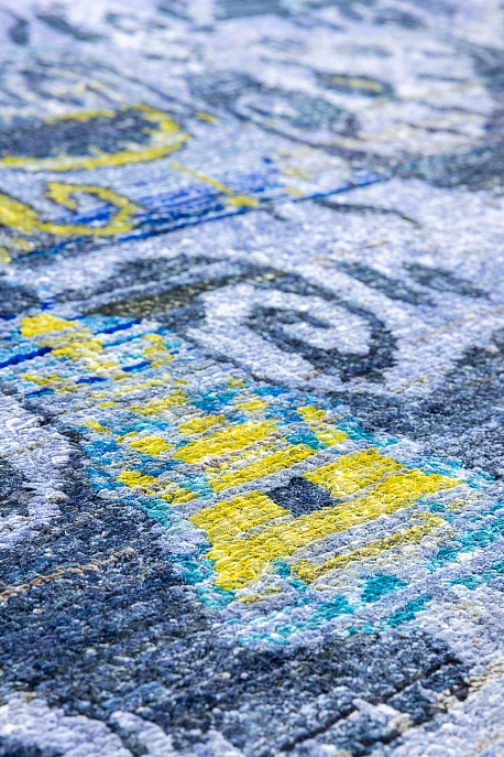 Индийский ковер из бамбукового шёлка «SILK IKAT» P26-BLU-MIX 6