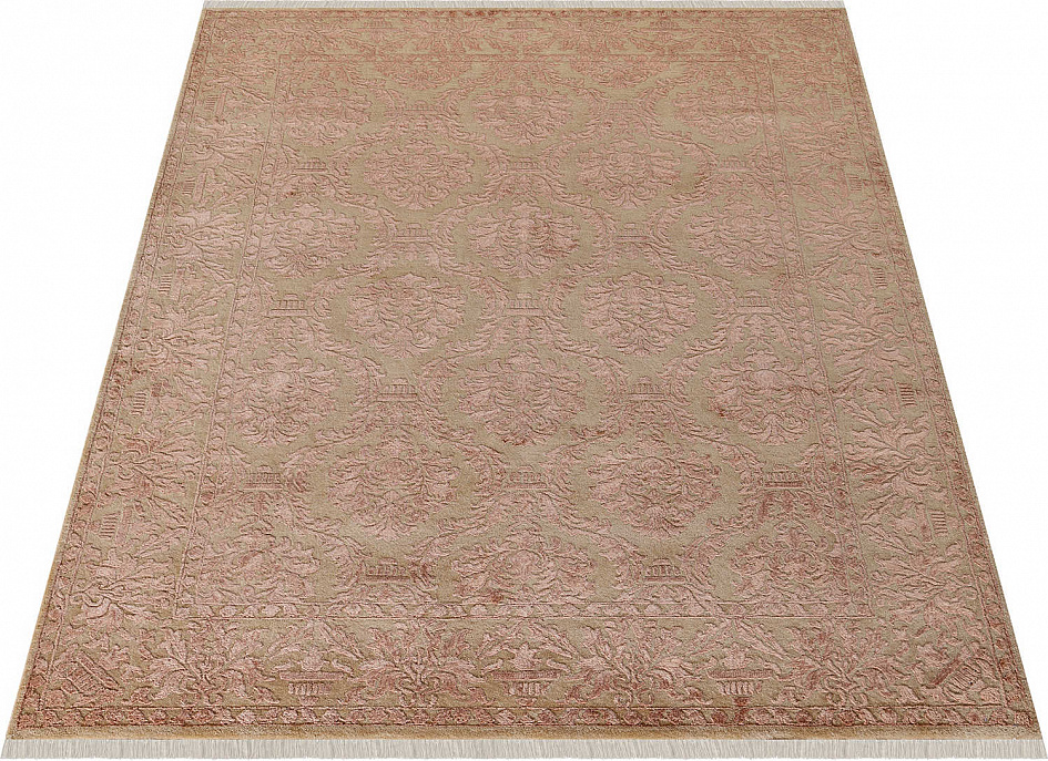 Индийский ковёр из шерсти и арт-шёлка «AGRA R» NO65-GLD-GLD