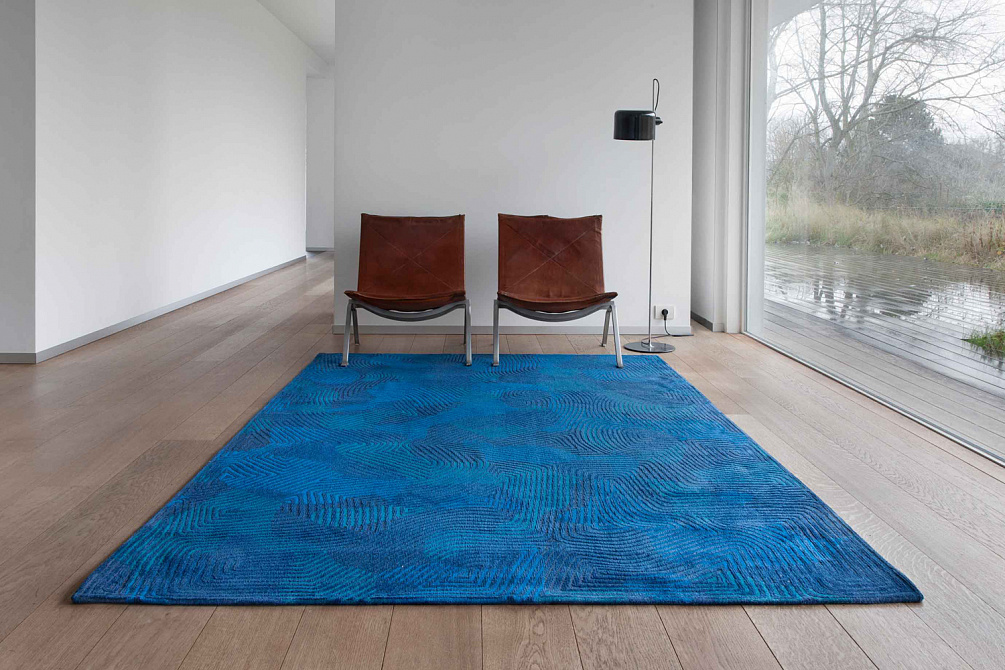 Бельгийский ковёр из полиэфирного шёлка «MEDITATION» 9225-BLUE LAGOON