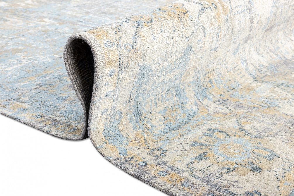 Индийский ковер из шёлка и шерсти «FRESCO» NIT03-NEW-BLUE