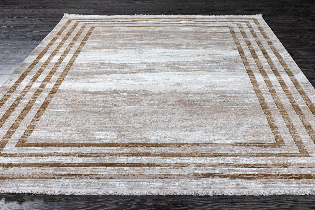 Турецкий ковёр из бамбукового шёлка и акрила «OLIMPOS BORDER» 0803G-BEJ-BEY