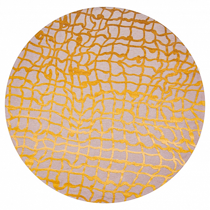 Бельгийский ковер из полиэфирного шёлка «MAD MEN» 9205-YELLOW-SCARAB(Round)
