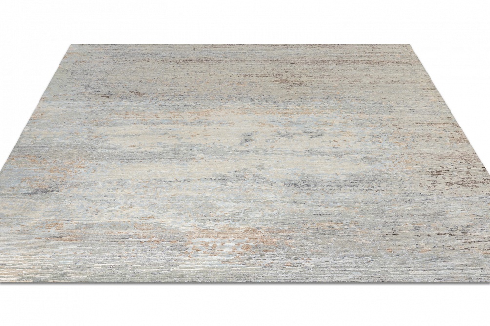 Индийский ковер из арт-шёлка и шерсти «STORM» BAT-02-BLUE-SILVER