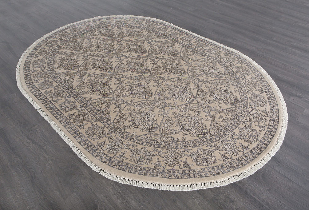 Индийский ковёр из шерсти и арт-шёлка «KING OF AGRA» NO59-CRE-CRE(Oval)