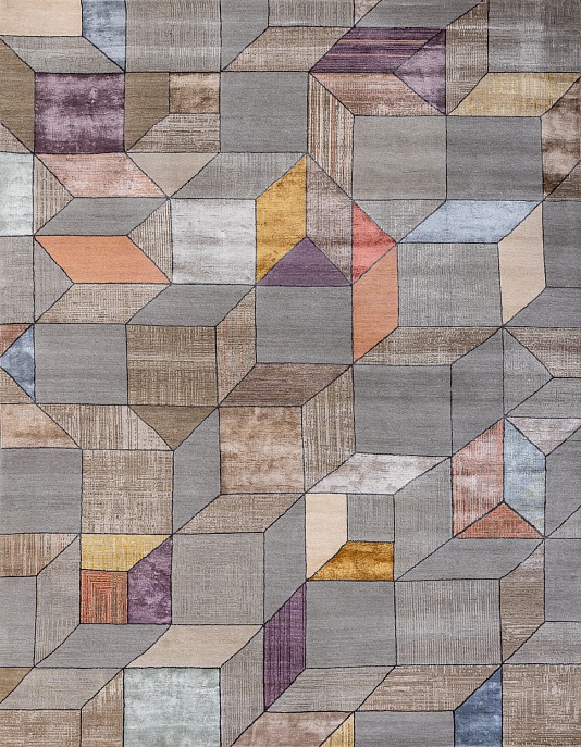 Индийский ковер из шерсти и бамбукового шёлка «CHAOS THEORY» ESK726-MINK-PCAR