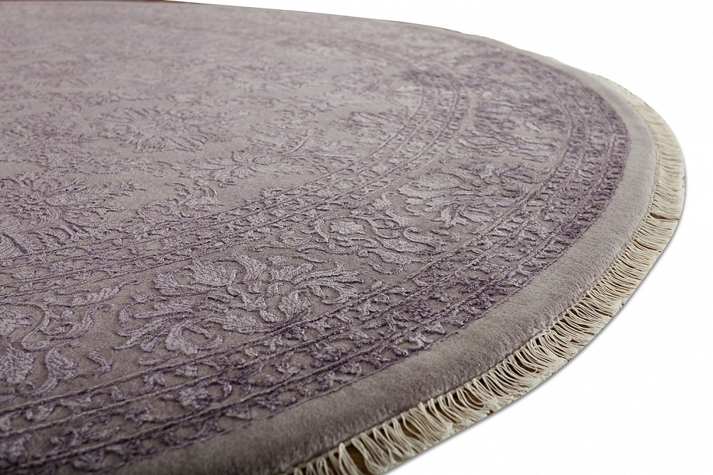 Индийский ковер из шерсти и арт-шёлка «KING OF AGRA» NO55-GRY-GRY 3-1(Round)