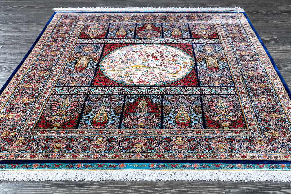 Иранский ковёр из шёлка и модала «MASTERPIECE QUM» 066-21-EDEN NAVY