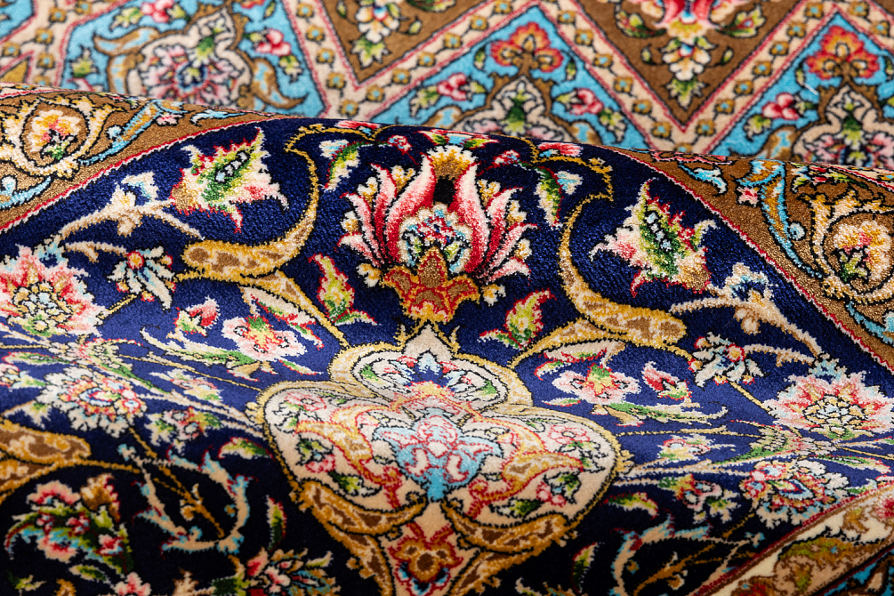 Иранский ковер из шёлка и модала «MASTERPIECE QUM» 009-23-SHAHYADI Cobalt Blue
