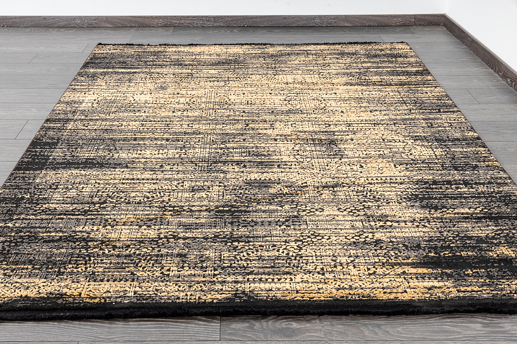 Турецкий ковёр из полиэстера «DALI» 8624D-BLACK-ORANGE