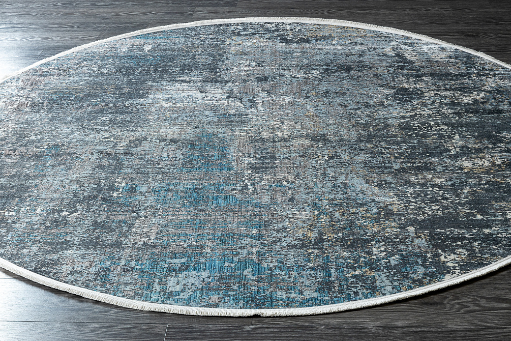 Турецкий ковёр из шёлка и эвкалиптового шёлка «SALVATORE» Z332-A-CRE-DGRY(Round)