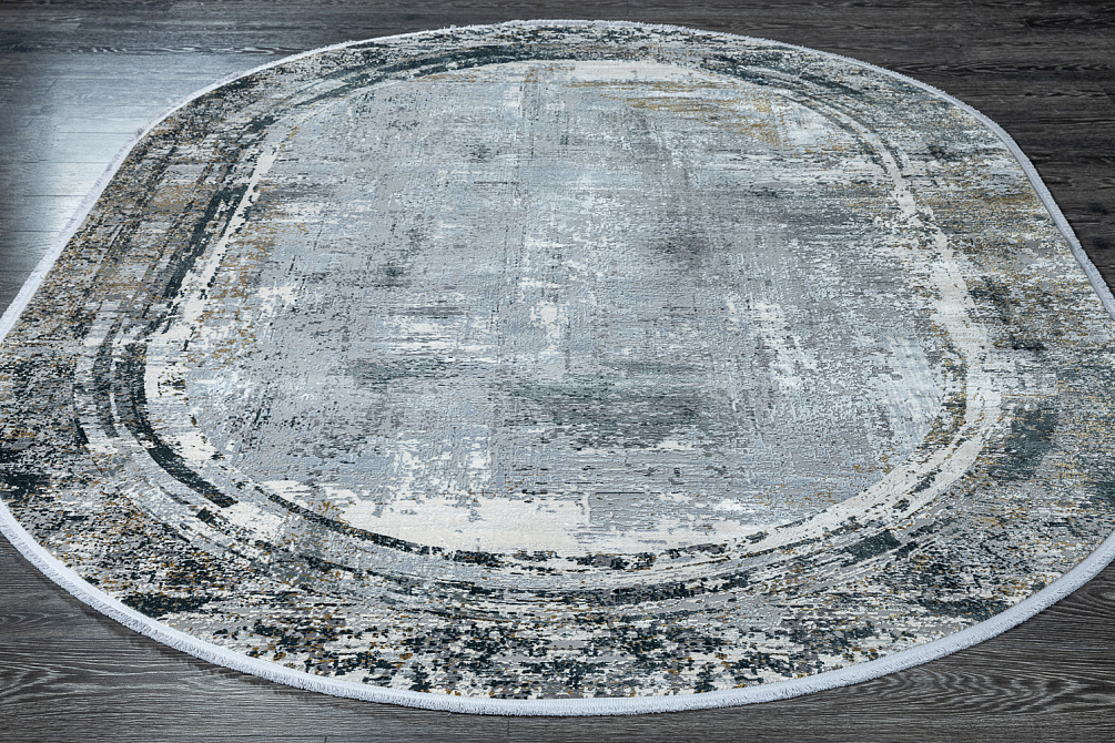 Турецкий ковёр из эвкалиптового шёлка и акрила «ASPENDOS» M175A-C-DGRY-DGRY(Oval)