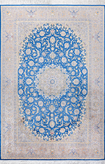 Иранский ковер из шёлка, модала и акрила «MASTERPIECE QUM» 003-22-TABRIZ BLUE-OLIVE