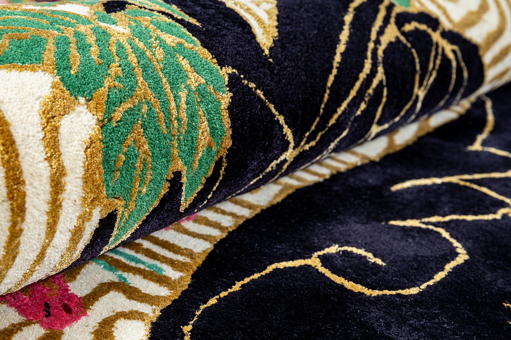 Индийский ковер из шерсти и арт-шёлка «WENDY COLLECTION» DRAGON FLORAL GOLD
