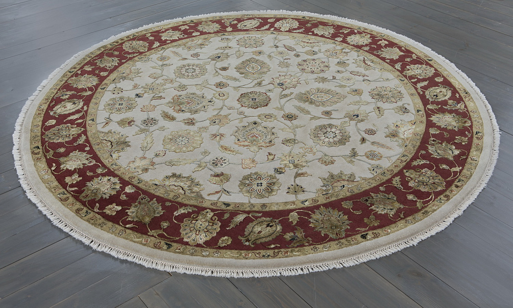 Индийский ковёр из шерсти и шёлка «AURORA 14/14» QNQ03-MIVR-RED(Round)