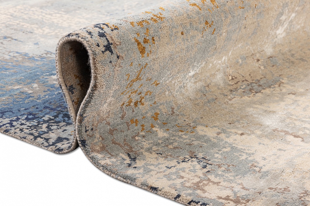 Индийский ковер из бамбукового шёлка, шерсти и хлопка «CHAOS THEORY» ESK351-AWHITE-FDENIM 9