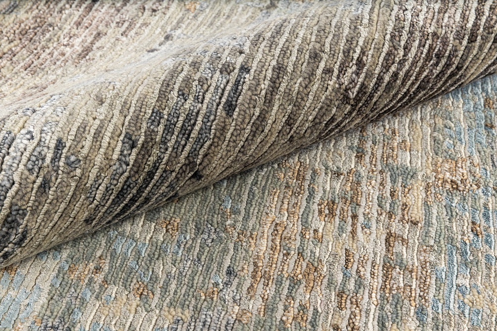 Индийский ковер из арт-шёлка и шерсти «STORM» BAT-02-BLUE-SILVER