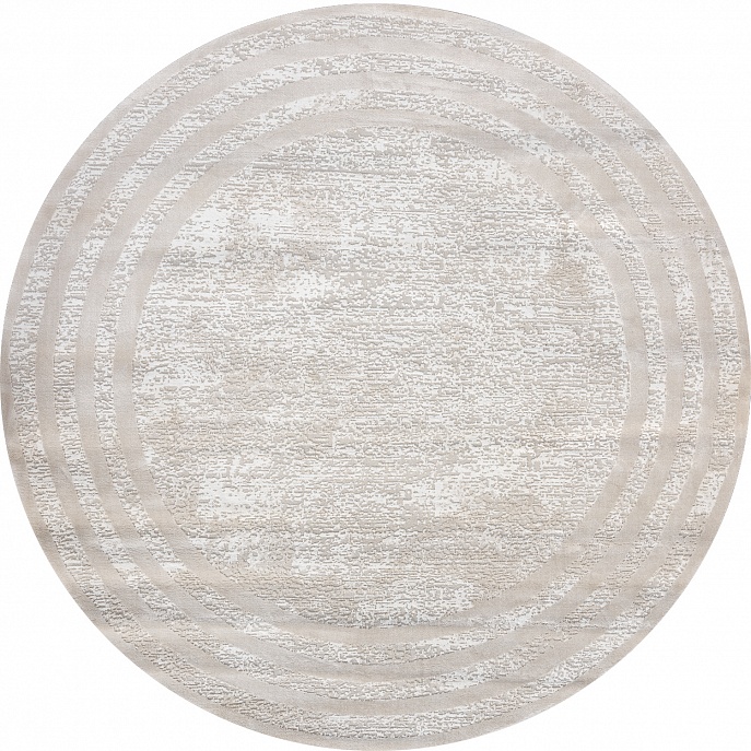 Турецкий ковер из полипропилена и полиэстера «MOON» 6489A-CREAM-L.GREY(Round)