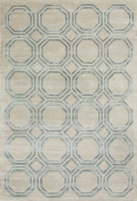 Индийский ковер из арт-шёлка и шерсти «OCTAGON RUG» SILVER