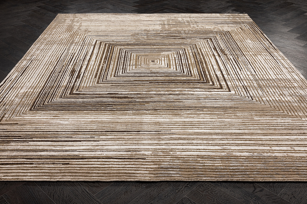 Индийский ковер из бамбукового шёлка, шерсти и хлопка «UVENUTI» LRB1666-MBROWN-LCOFFEE