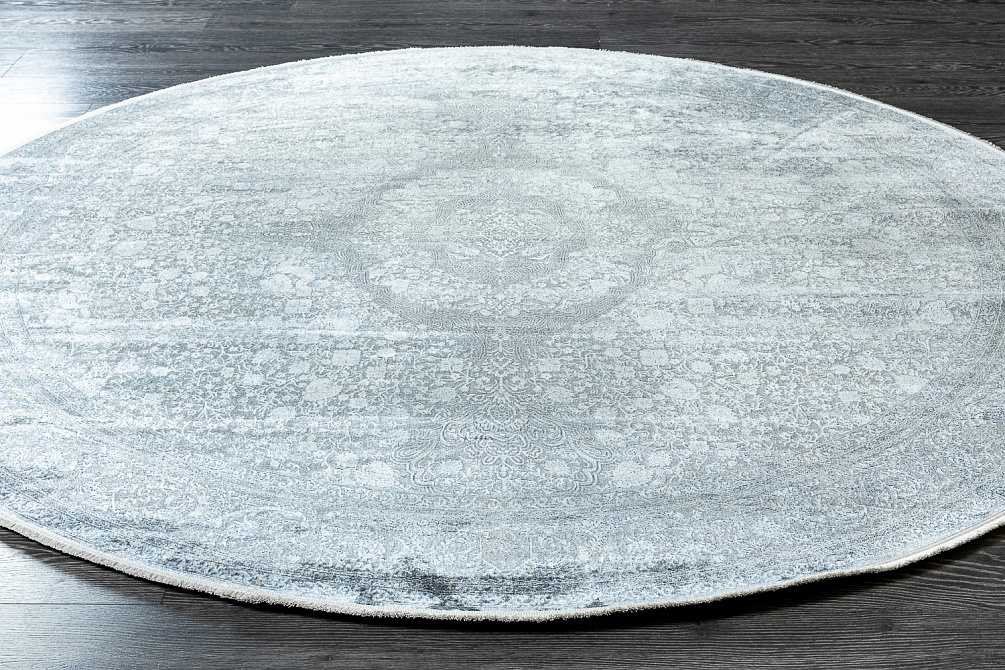 Турецкий ковёр из шёлка и эвкалиптового шёлка «SALVATORE» Z080-C-CRE-DGRY(Round)