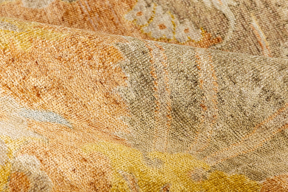 Индийский ковер из шёлка и шерсти «POLONAISE» S252A-CAMEL-ORANGE