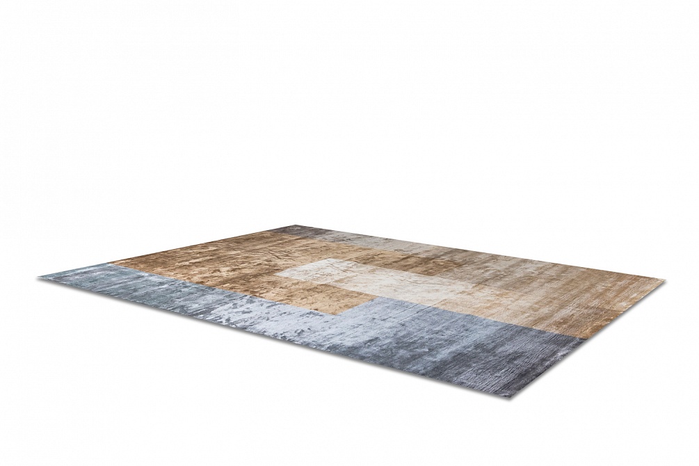 Индийский ковер из арт-шёлка «BAUHAUS» DESIGN №04-2-BEIGE-BLUE