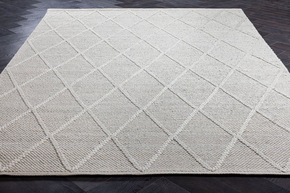 Индийский ковер из шерсти «COAST DIAMOND RUG» WHITE