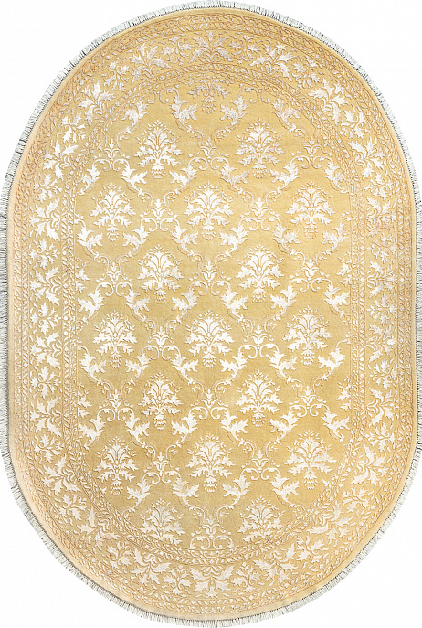 Индийский ковер из шерсти и арт-шёлка «AGRA R» NO28-GLD-GLD14983(Oval)