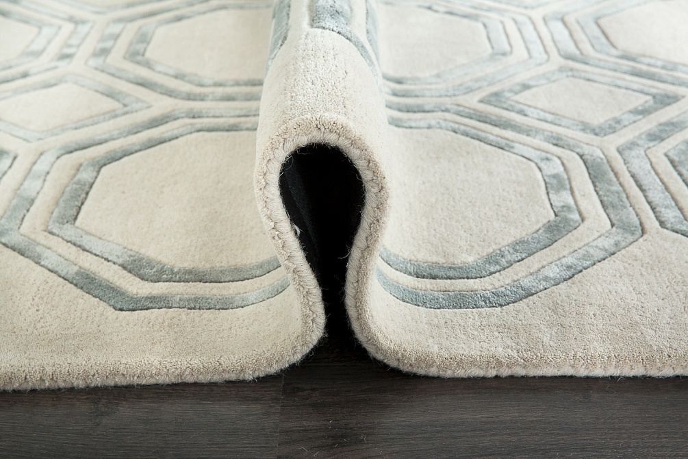 Индийский ковер из арт-шёлка и шерсти «OCTAGON RUG» SILVER