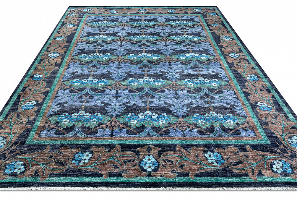 Пакистанский ковер из шерсти «MORRIS A/B 10/10» 710-BLK-PRP