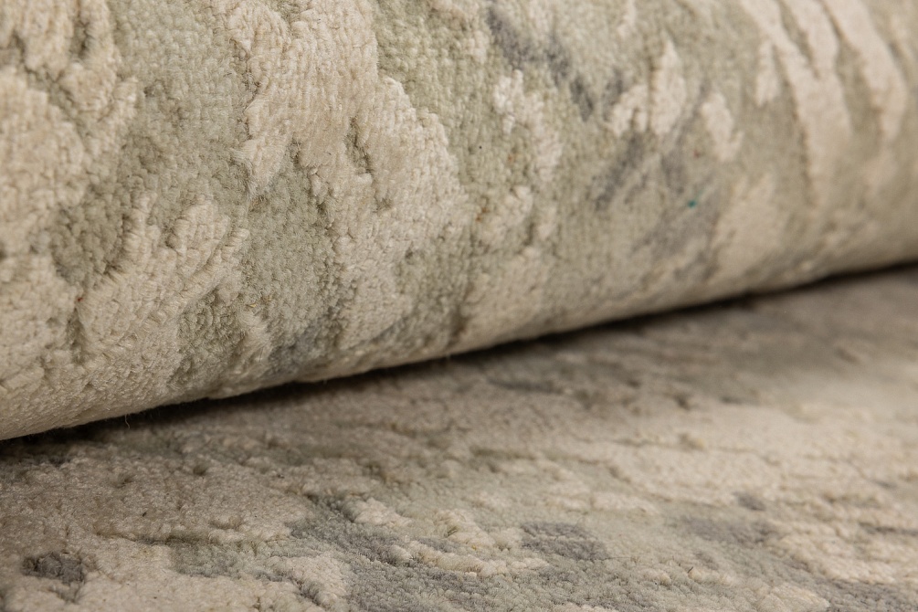 Индийский ковер из шёлка и шерсти «HOLLYWOOD ART» JS38-IVORY-SILVER(Round)