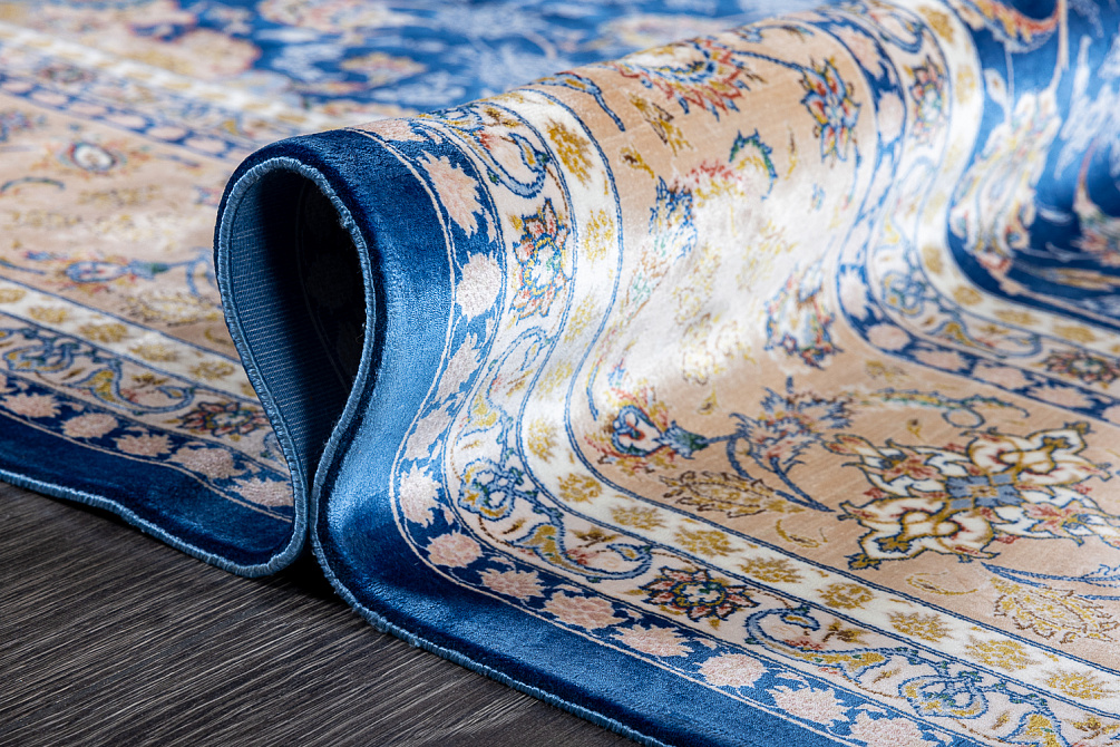 Иранский ковёр из шёлка, модала и акрила «MASTERPIECE QUM» 054-22-Katrin-1540-BLUE