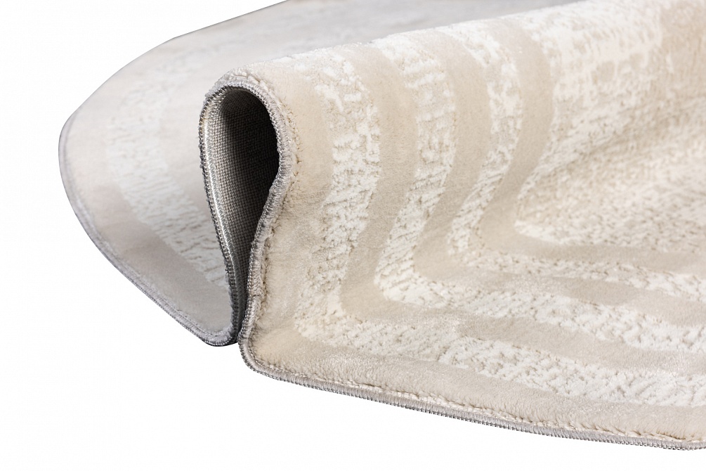 Турецкий ковер из полипропилена и полиэстера «MOON» 6489A-CREAM-L.GREY(Round)
