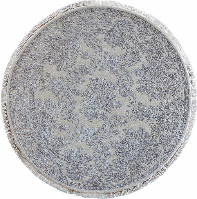 Индийский ковер из шерсти и арт-шёлка «KING OF AGRA» NO55N-CRE-CRE(Round)