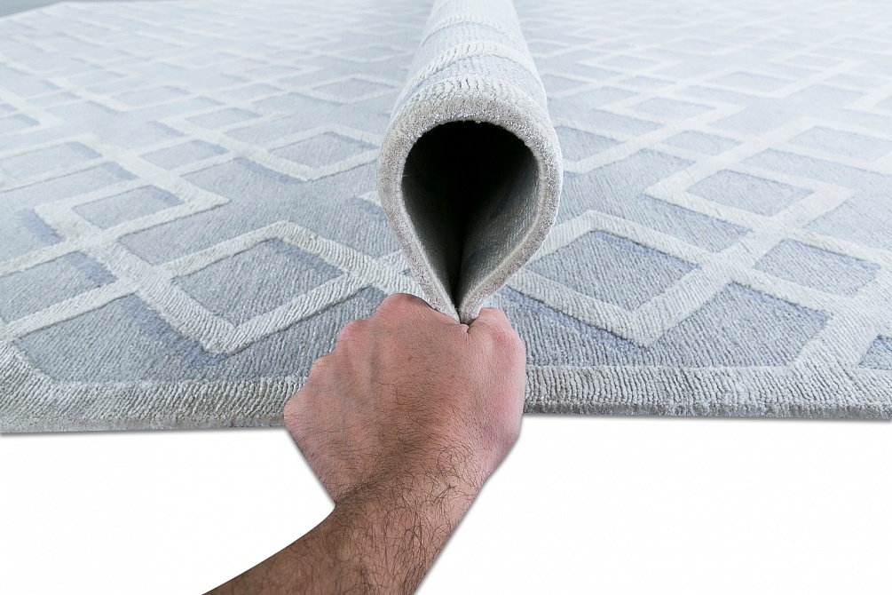 Непальский ковер из шерсти и эвкалиптового шёлка «ART DECO RUGS» RHOMB BLUE AIR(90529)