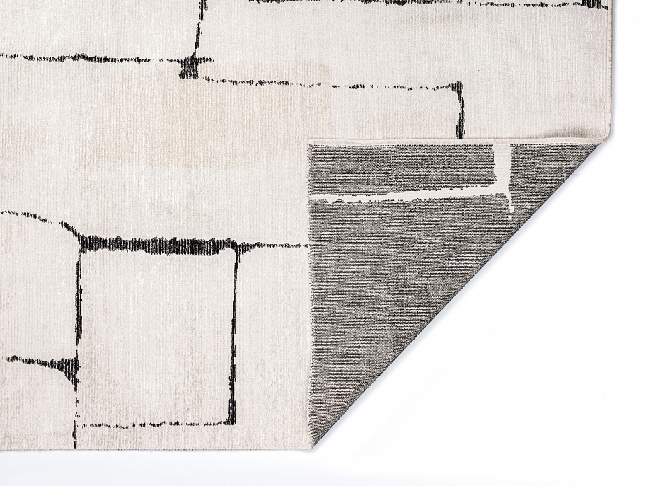 Турецкий ковер из хлопка, вискозы и акрила «SHELL» 3704-TRACE BLACK - ECRU 7