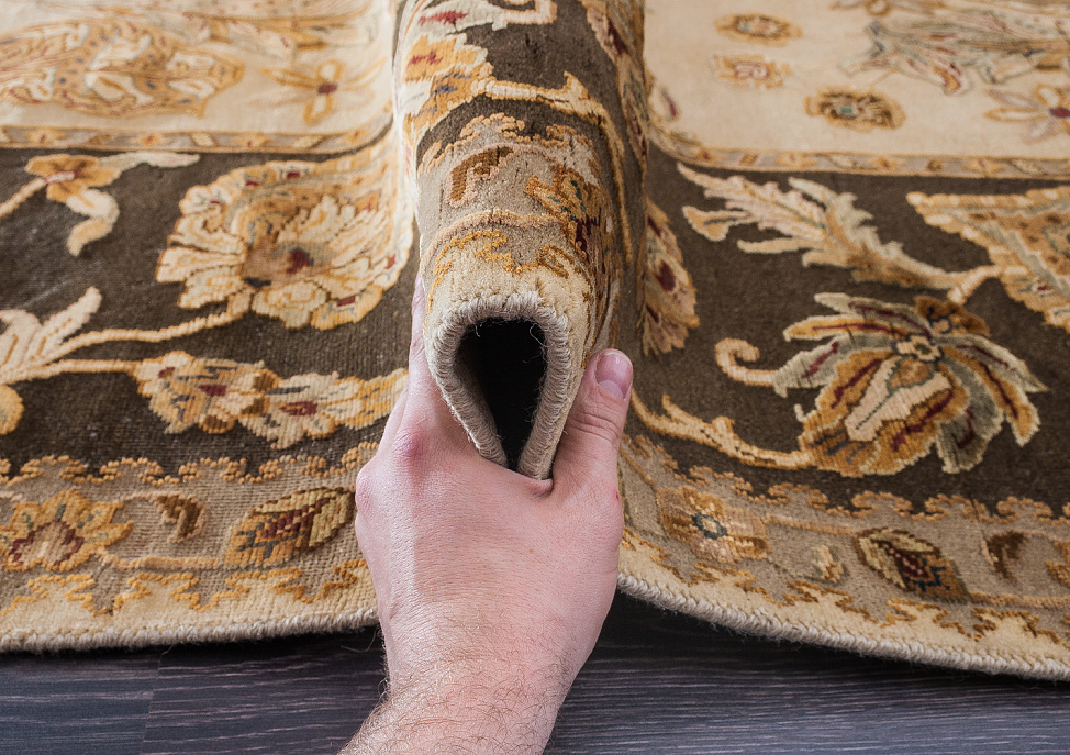 Индийский ковёр из шерсти и шёлка «ROYAL AMER» AK1808-BGE-BRN