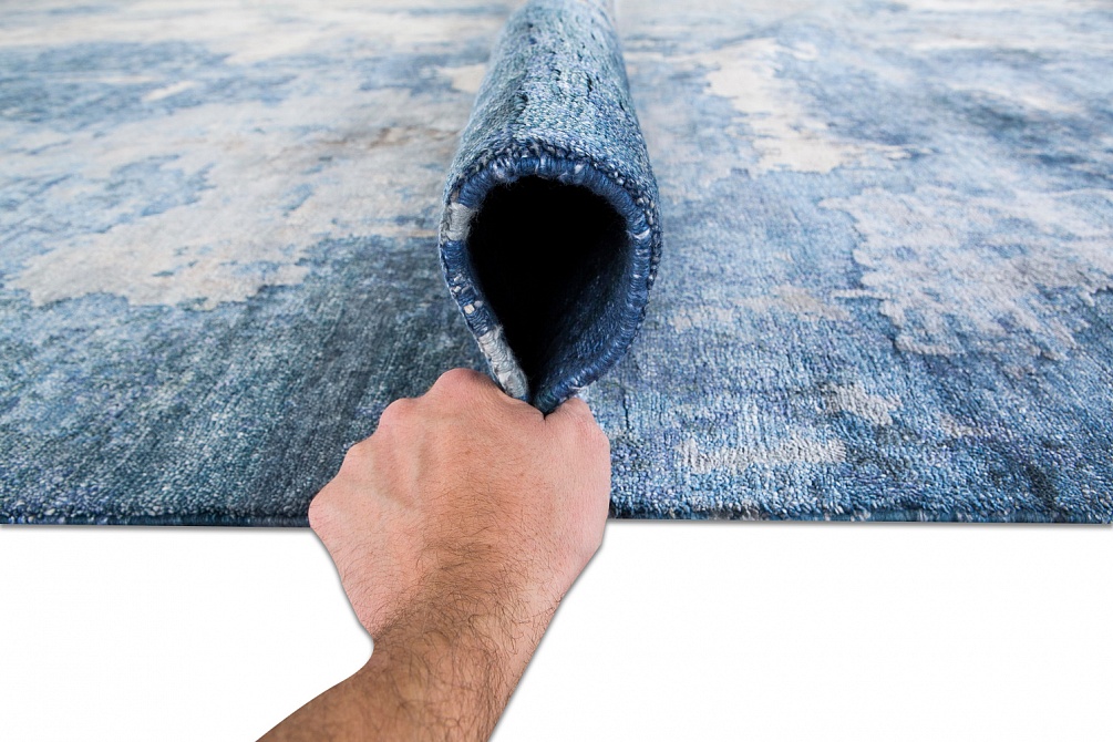 Индийский ковер из арт-шёлка и хлопка «STORM» FR1217C-BLU-NEW