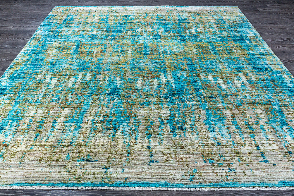 Индийский ковер из шёлка и шерсти «TRIBAL» TER-BLUE