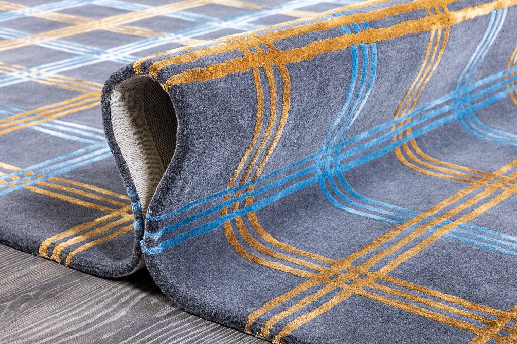 Индийский ковер из шерсти и арт-шёлка «Art de Vivre by DETALI» design Elizaveta Popova «СOBALT BLUE»